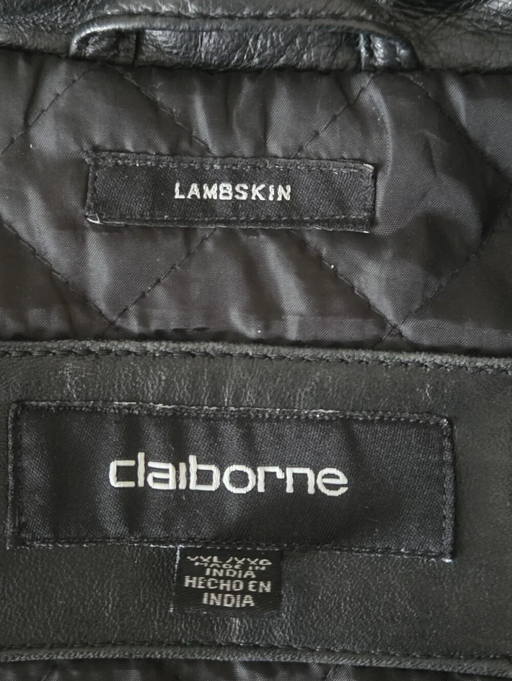 Claiborne Mens XXL Genuine Lambskin Leather Jacket Black Soft Supple Lined